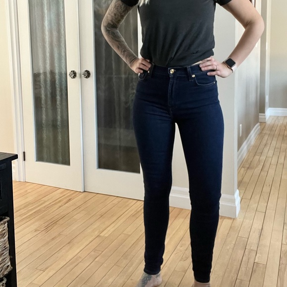 7 For All Mankind Gwenevere size 26 Blue Denim High Waist Skinny Ankle Jeans - Picture 4 of 6